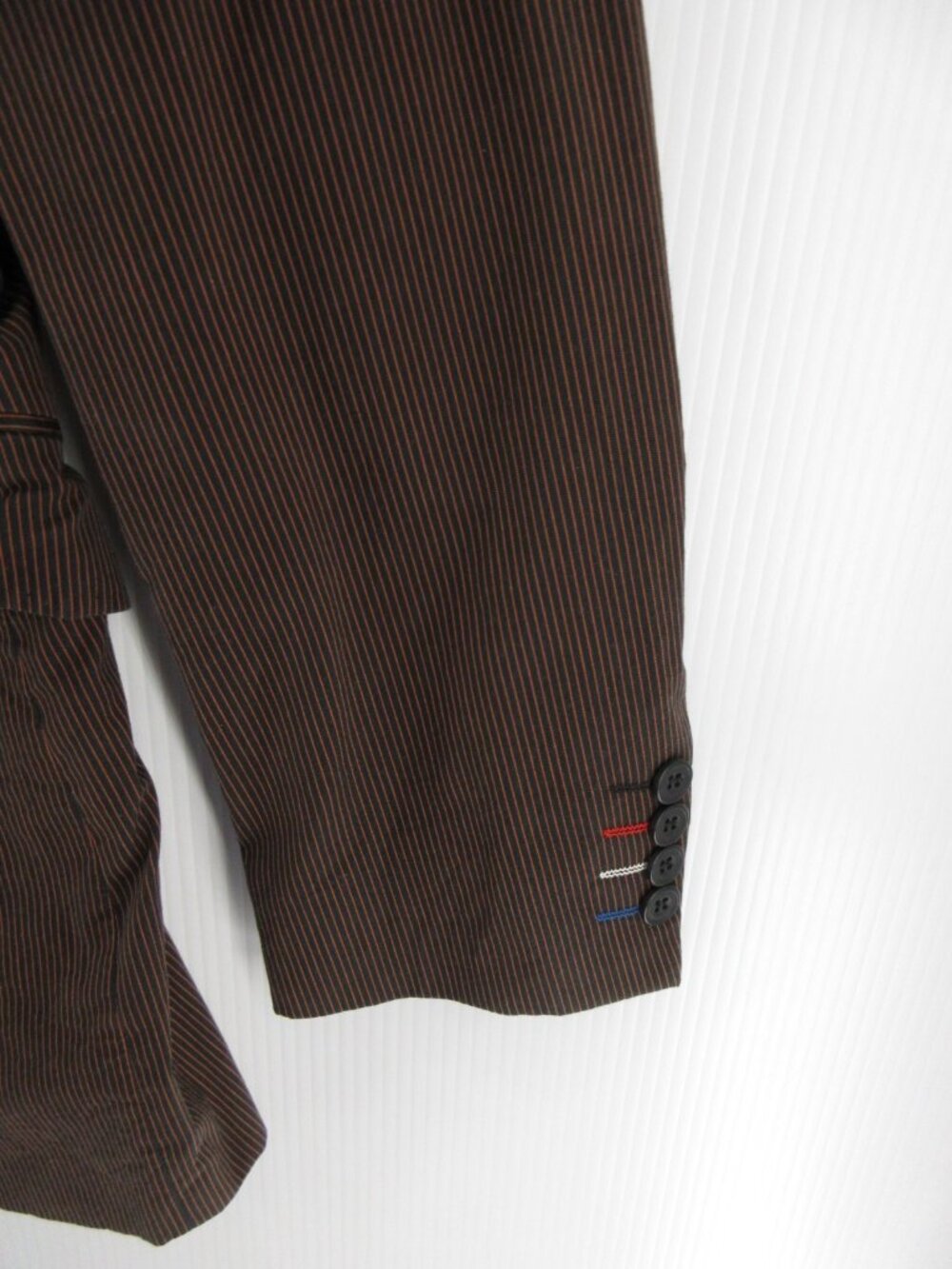 Ben Sherman Sport Coat 42 Blazer Striped Jacket Fringe Orange Lining - Picture 3 of 11